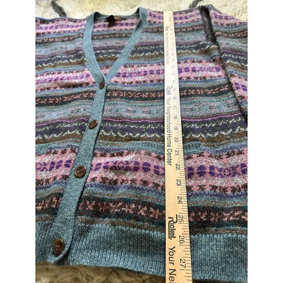 Eddie Bauer 100% Wool Cardigan Sweater Women s M Relaxed Nordic Fairisle classic - Picture 4 of 13